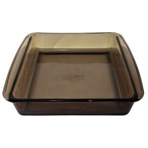 Pyrex Square Brown Baking Dish 8" Fireside glass casserole 2lt/qt cake pan 222